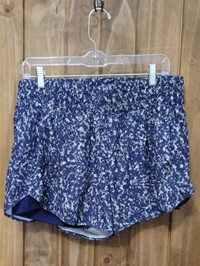 Women's Blue Printed Elastic-Waist Shorts
